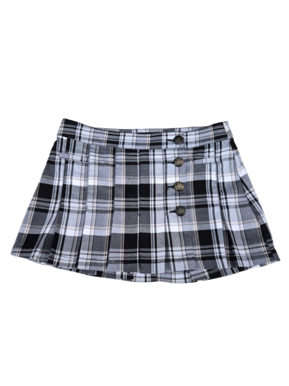 Women's Guess Plaid Mini Skirt Black White Size 8